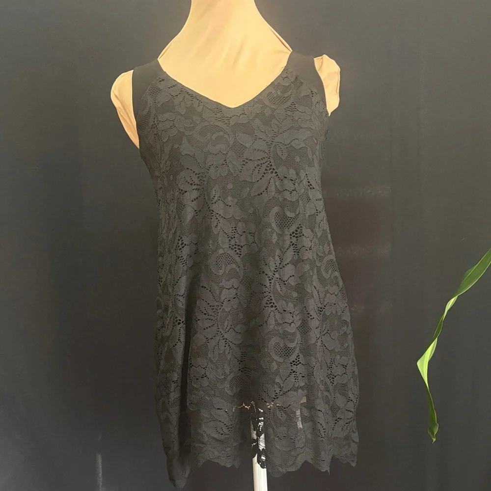 Sympli Black Lace Tank Top - Picture 1 of 7